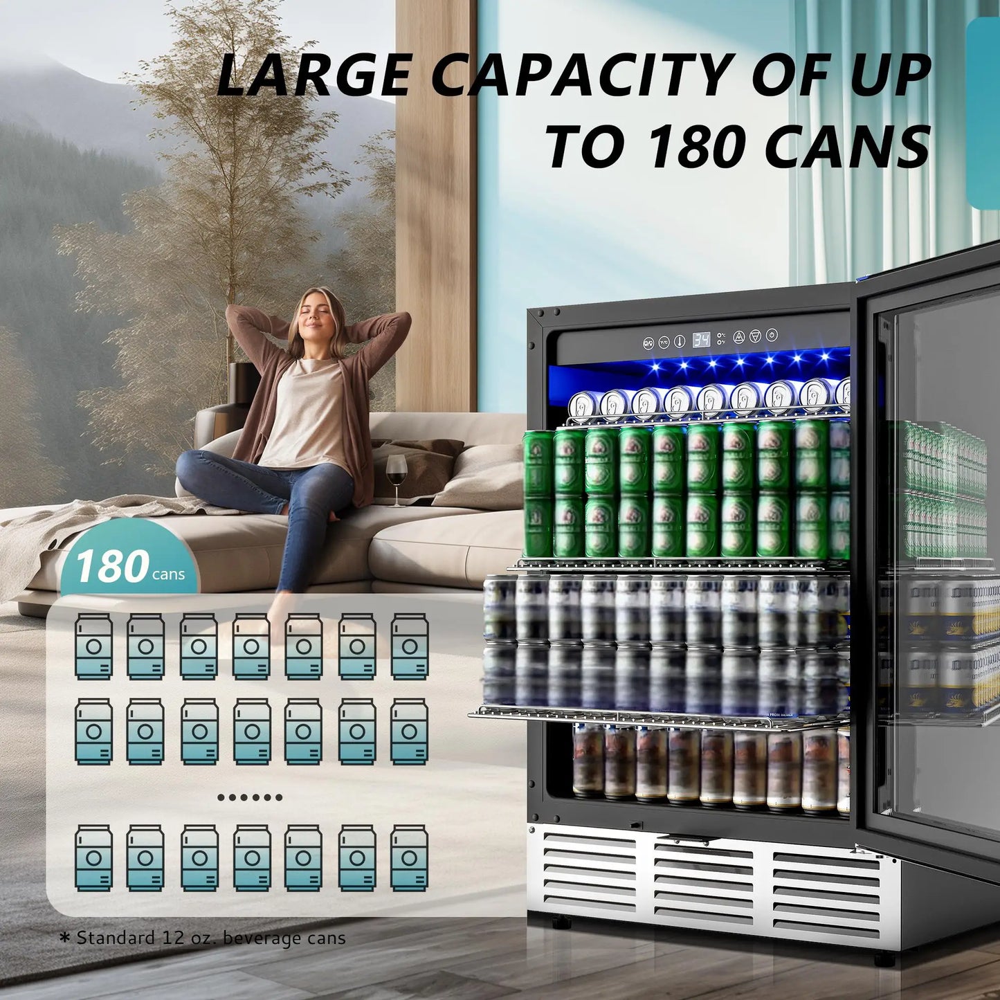 Beverage Refrigerator 24Inch 180 Can Built-in Beverage