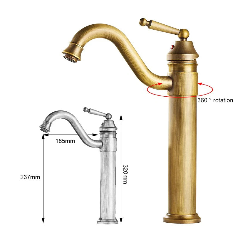 Bathroom Tall Basin Sink Faucet 360 degree Turn