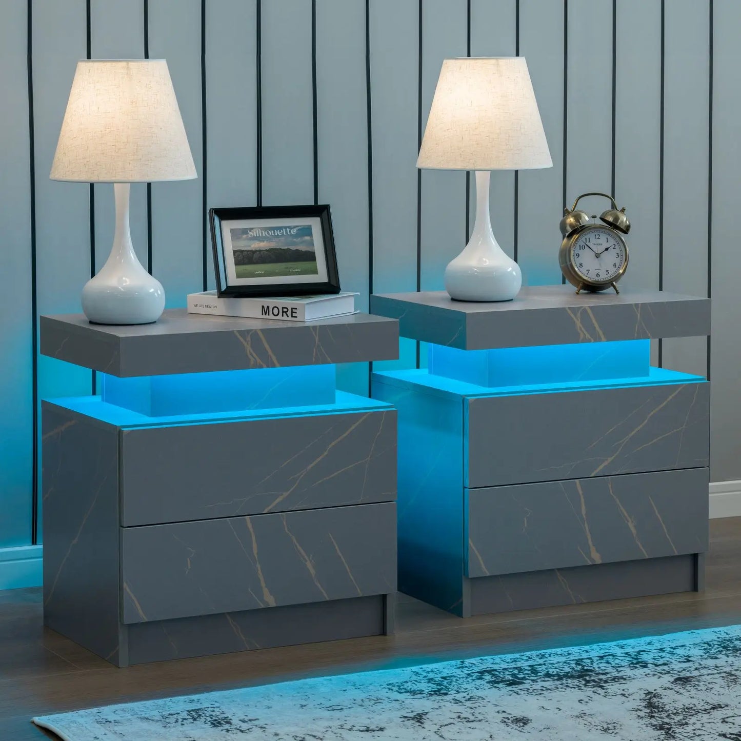 Cubehom Nightstand Set of 2 LED Nightstand