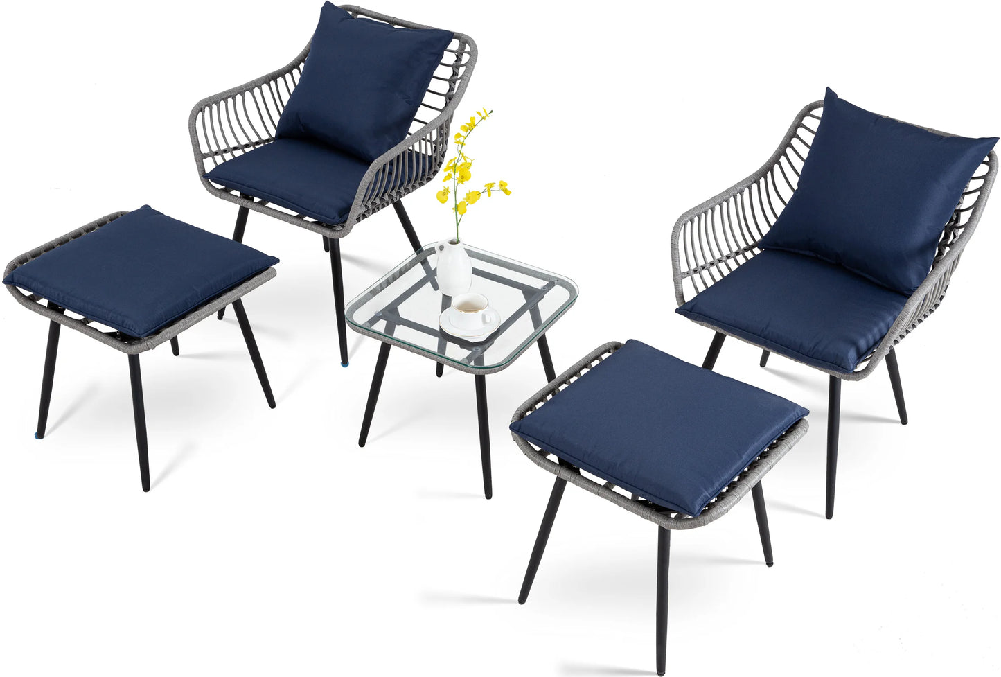 5 Piece Patio Furniture Set, Outdoor Wicker
