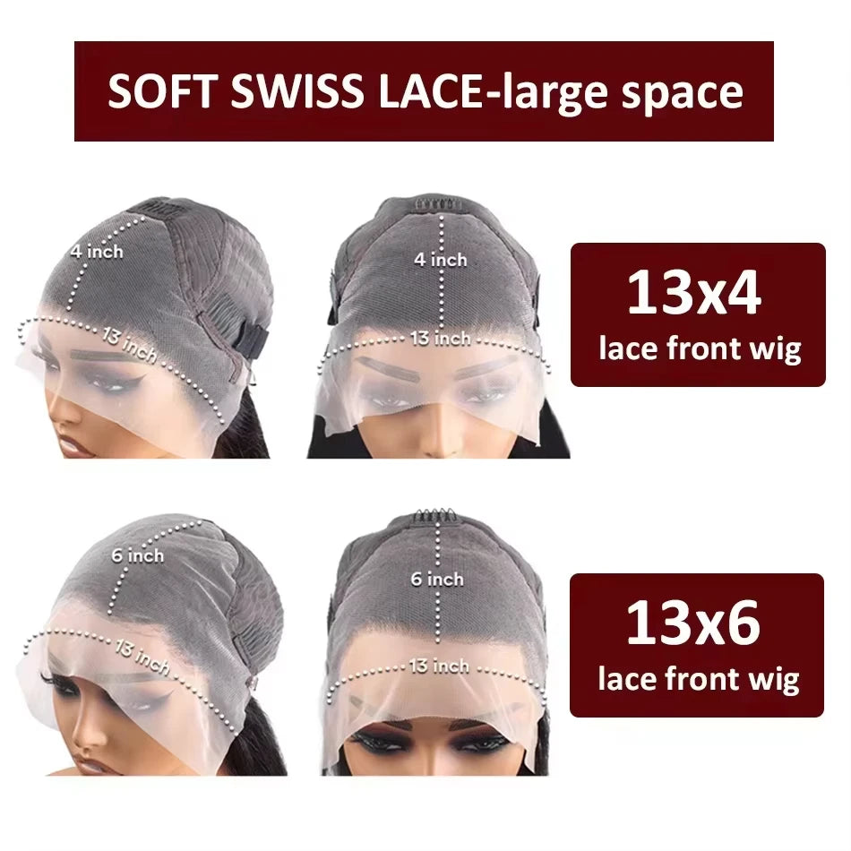 Human Hair Wig Burgundy Deep Wave 13x6