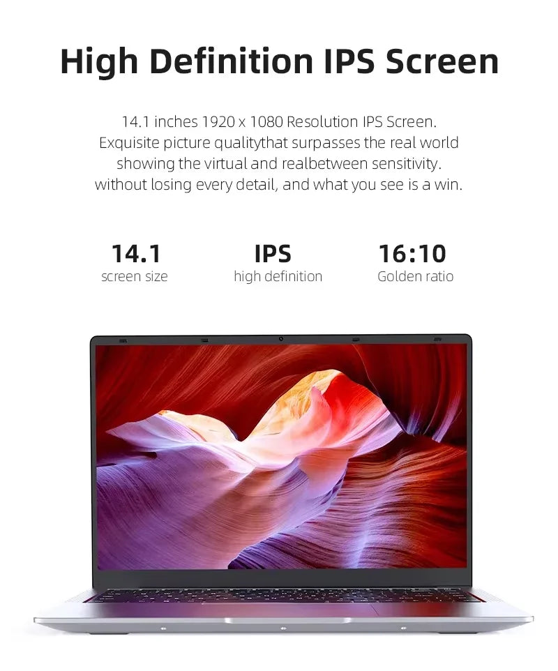 Portable Office Laptop Computer 14.1" 12GB RAM Windows 11