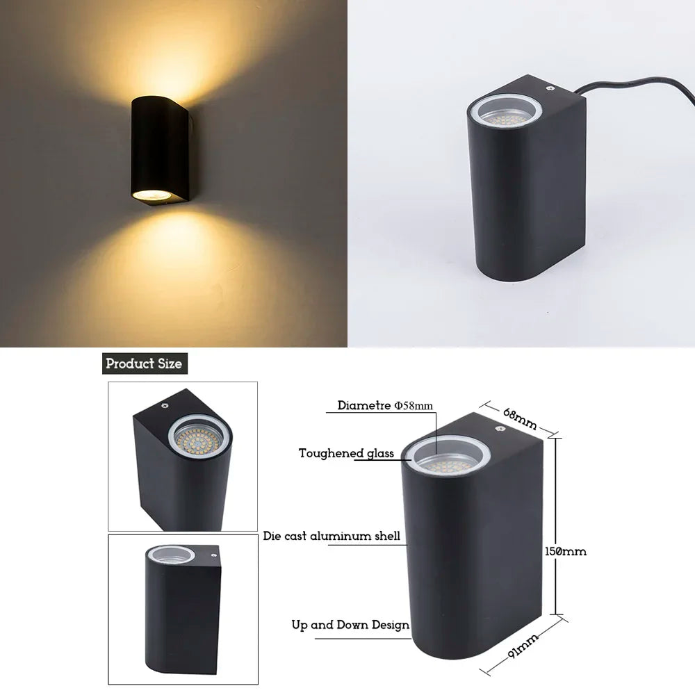 Outdoor Wall Light Garden Lamps 2 Head Outside Up Down