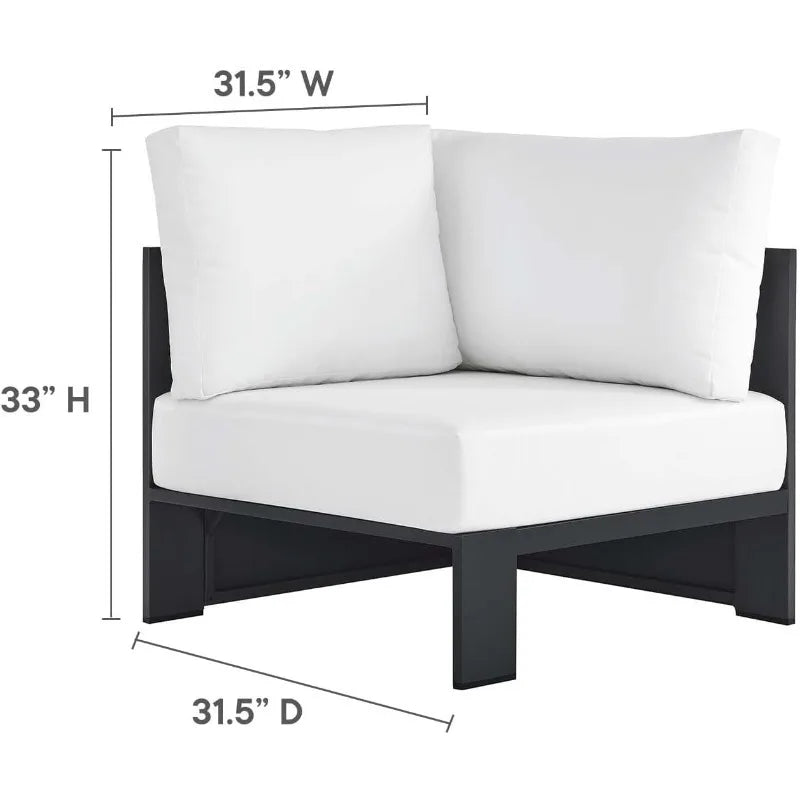 Aluminum 3-Piece Outdoor Patio Furniture Gray White,