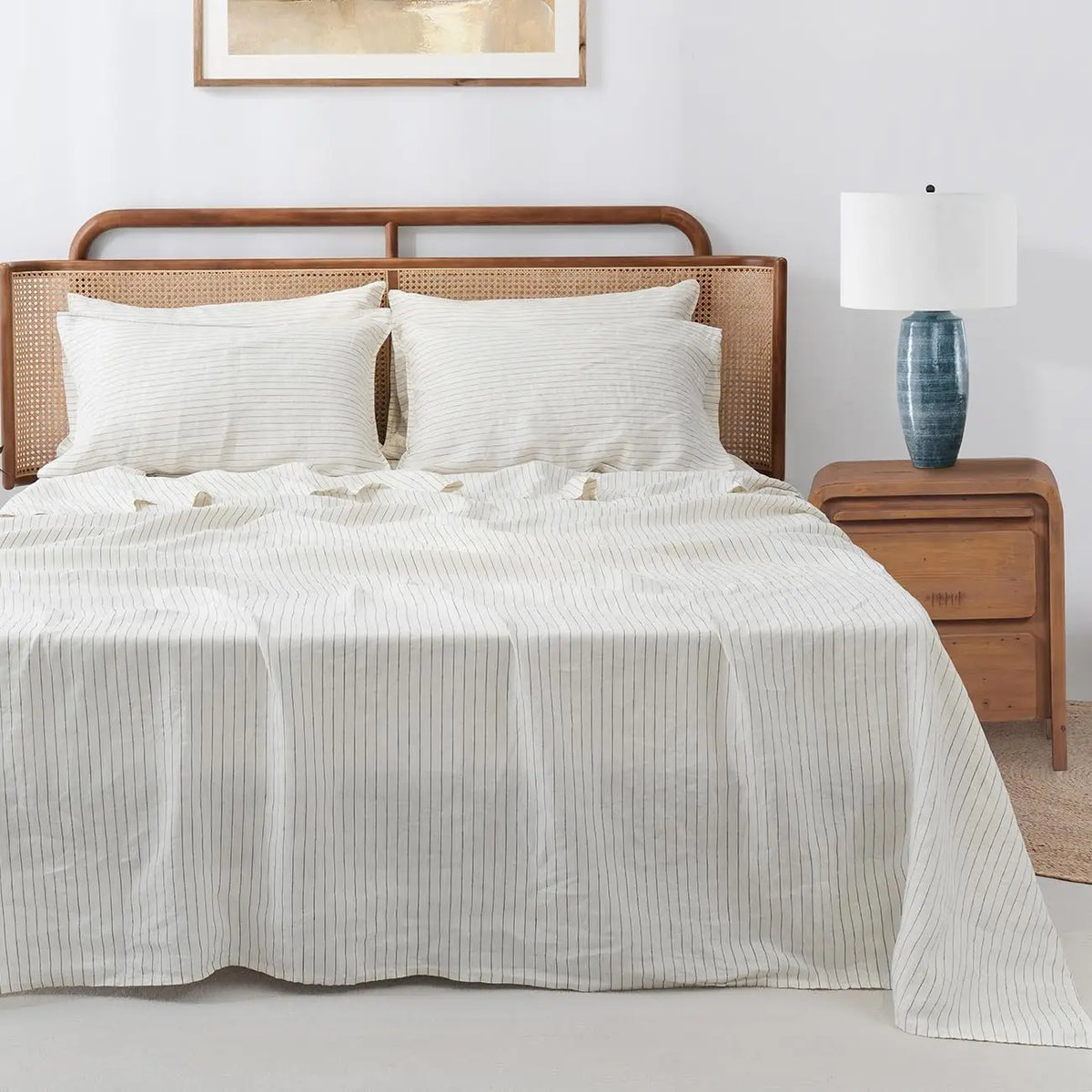 100% French Pure Linen Sheet(1 Piece), Breathable, Soft and Durable Pure Linen Sheet, Anti-Tear Linen Bed Sheets for All Seasons