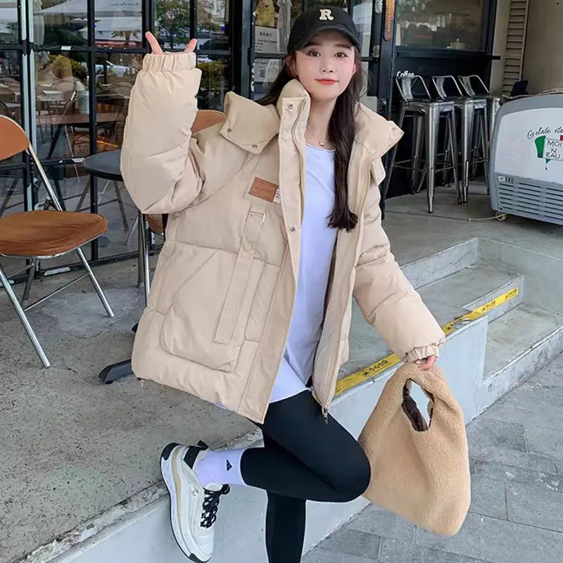 Cotton Clothing Women's 2025 Bread Clothing Short Cotton Clothing Autumn Winter Jacket Thickened Hooded Light and Warm