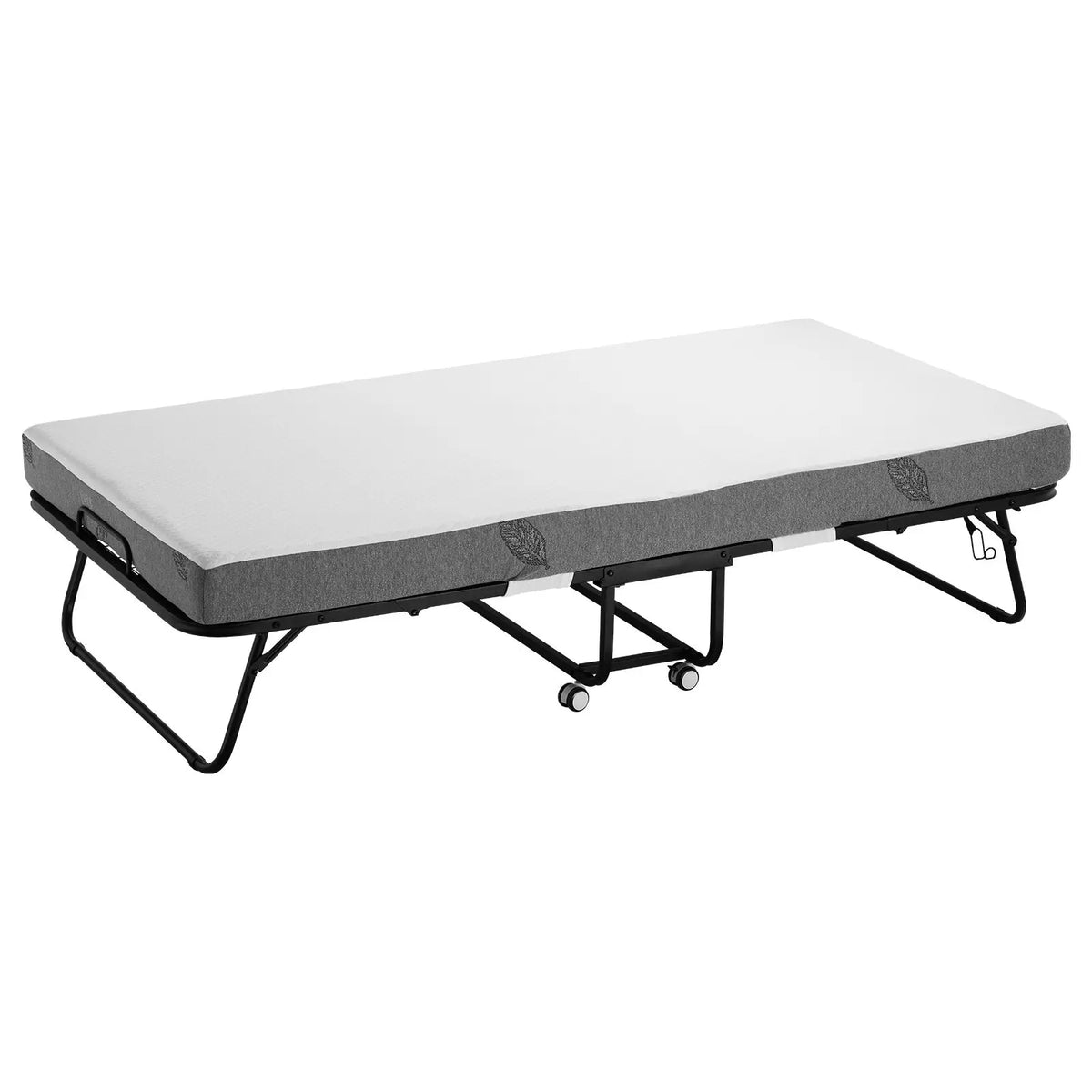 Twin Size Rollaway Bed 38 in X 75 in Sturdy Metal Frame Foldable Bed with 5 Memory Foam Mattress 38 X 75 Folding Bed 5 Mattress