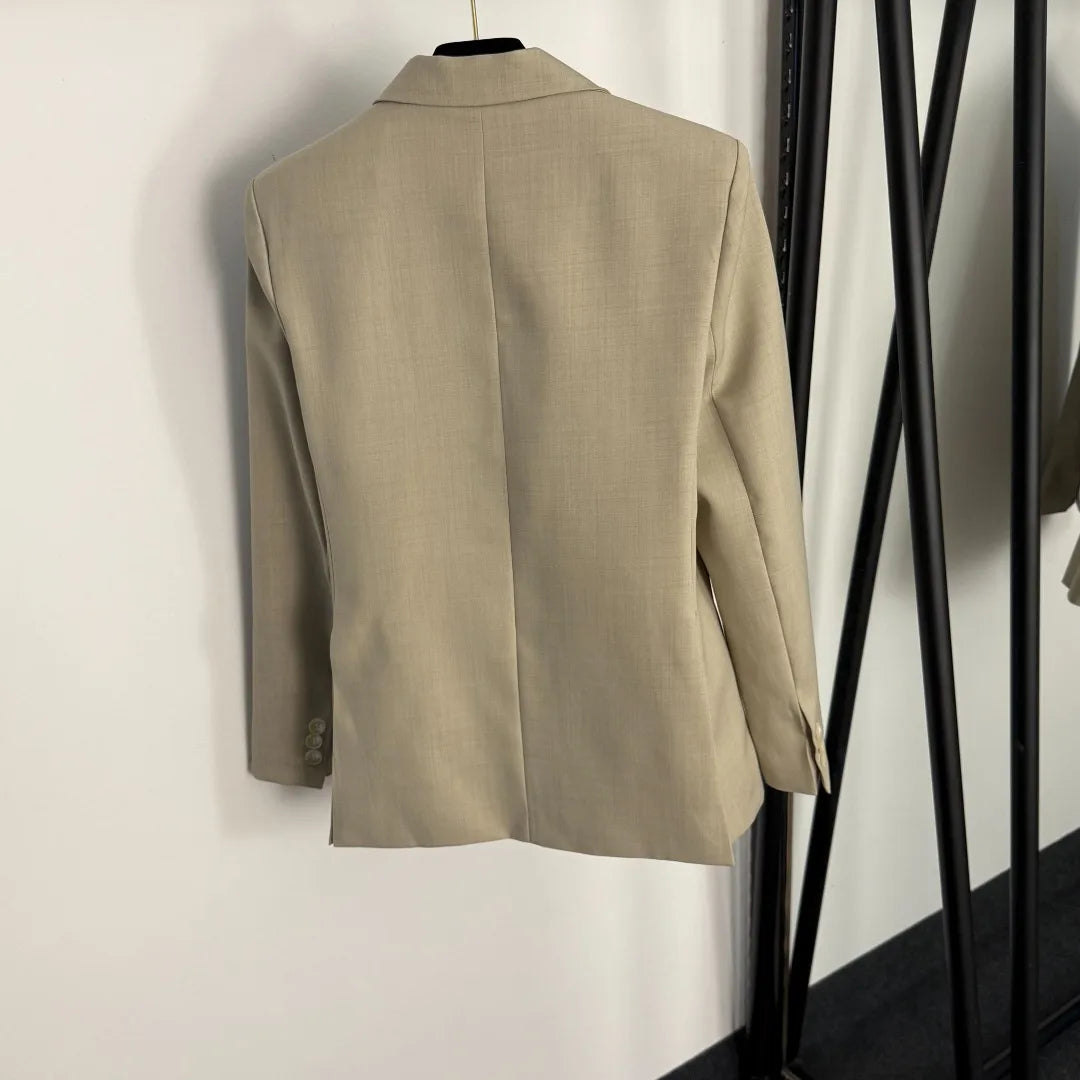 Long-Sleeved Suit Jacket + High-Waist Pants
