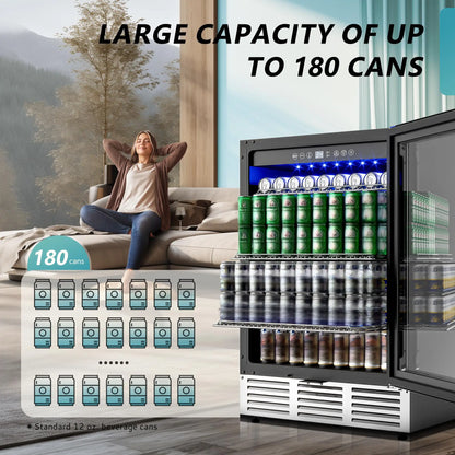 Beverage Refrigerator 24Inch 180 Can Built-in Beverage