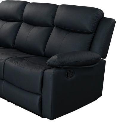 Blanche Black 2PC Modern Adjustable Reclining Sofa and Loveseat with LED Lights and Speakers Eco-Friendly Living Room Set