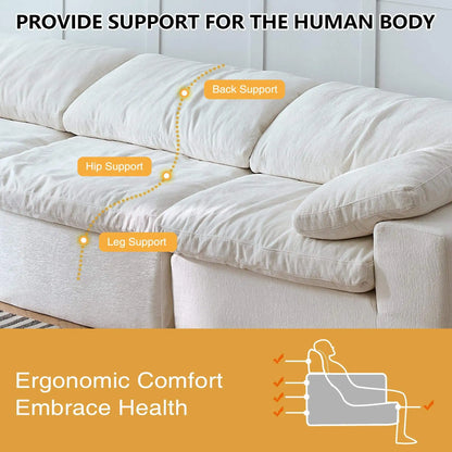 Free Shipping in Stock Compressed Sofa Extra Large 120-Inch White Modular with Plush Cushions for Living Room Set