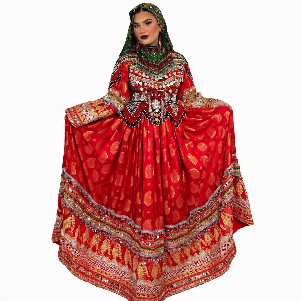 2026 New Designs Afghani Dresses for Women's Frock Sets Breathable Multicolor Long Length Custom Sizes Wedding Party Wear Adults