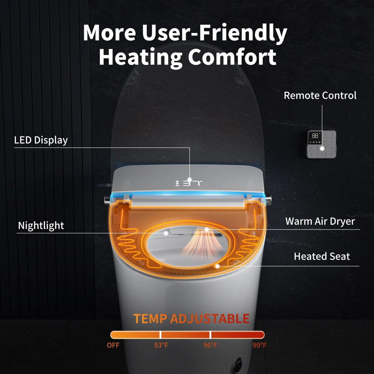 USA Fast Shipping Onirap Smart Toilet Bowl Automatic Cover Floor Mounted Remote Control Modern Electric Bidet Smart Toilets