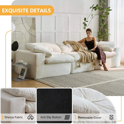 Free Shipping in Stock Compressed Sofa Extra Large 120-Inch White Modular with Plush Cushions for Living Room Set