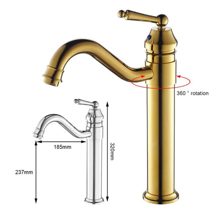 Bathroom Tall Basin Sink Faucet 360 degree Turn