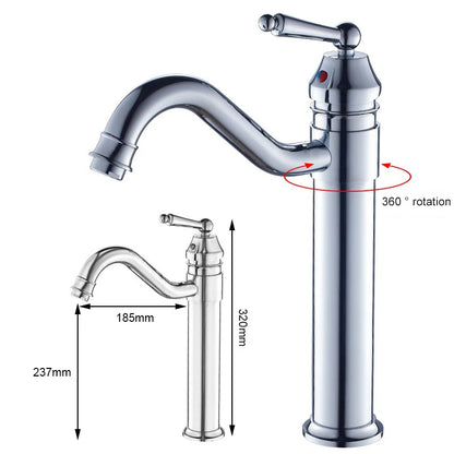 Bathroom Tall Basin Sink Faucet 360 degree Turn