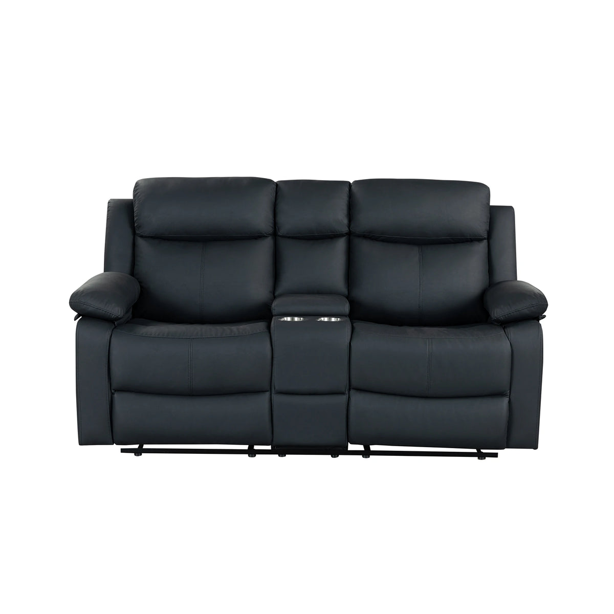 Blanche Black 2PC Modern Adjustable Reclining Sofa and Loveseat with LED Lights and Speakers Eco-Friendly Living Room Set