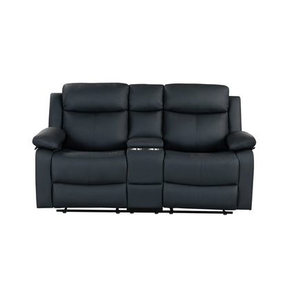 Blanche Black 2PC Modern Adjustable Reclining Sofa and Loveseat with LED Lights and Speakers Eco-Friendly Living Room Set