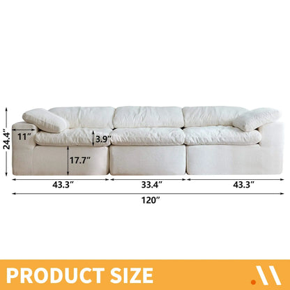 Free Shipping in Stock Compressed Sofa Extra Large 120-Inch White Modular with Plush Cushions for Living Room Set