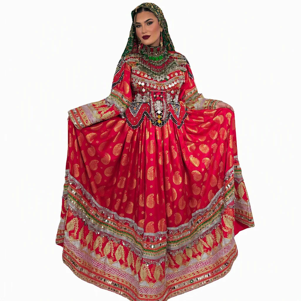 2026 New Designs Afghani Dresses for Women's Frock Sets Breathable Multicolor Long Length Custom Sizes Wedding Party Wear Adults