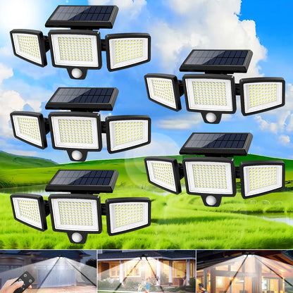 (5/4/3/2/1 pcs) 3-Head Solar Outdoor