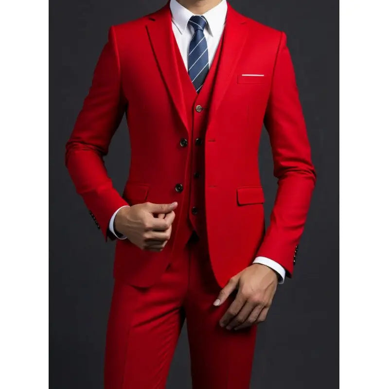 Suit (Blazer+ Vest + Trousers) Men's Fashionable Gentleman Business British Style