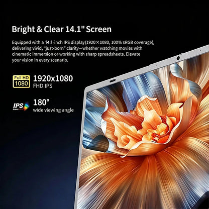 New Laptop Gaming Intel N150 Windows 11 Pro 16GB RAM 1TB 2TB SSD Computer PC 1920*1080 HD Office Study 14.1" Laptops Notebook PC
