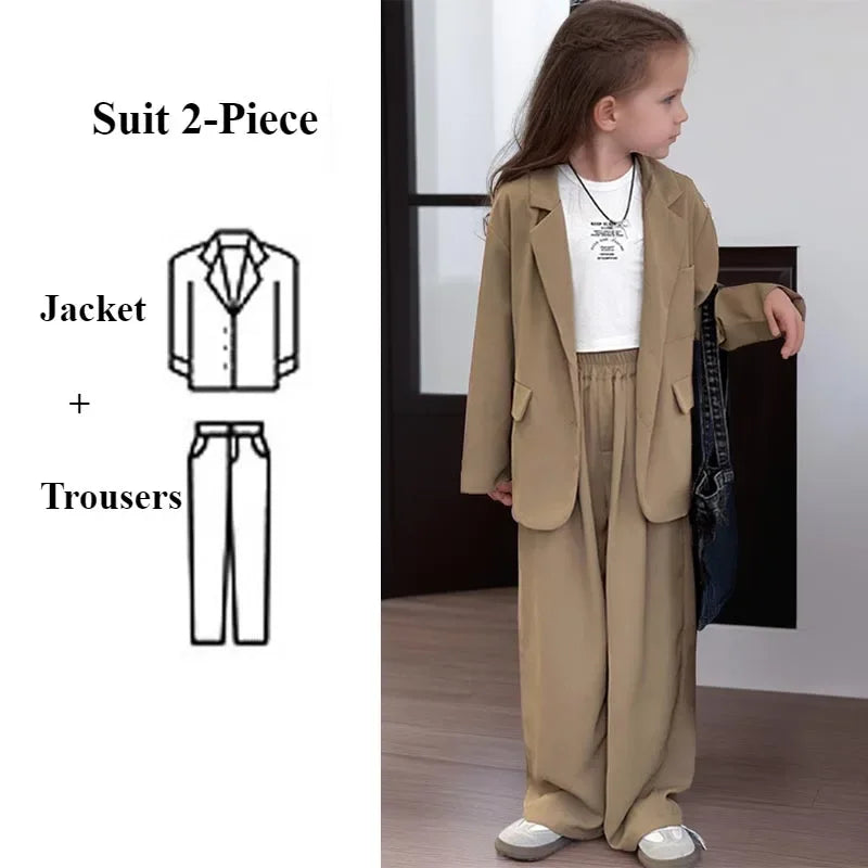 Teen Girls Suit Set Fashion Loose Blazer