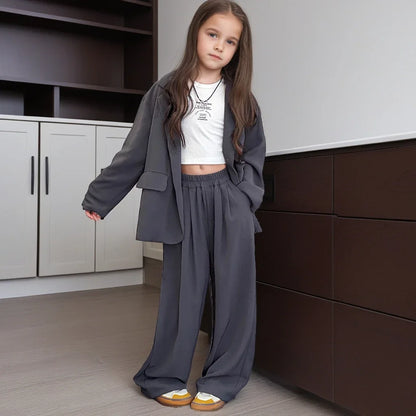 Teen Girls Suit Set Fashion Loose Blazer