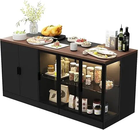 77.6" W Large Kitchen Island with Storage