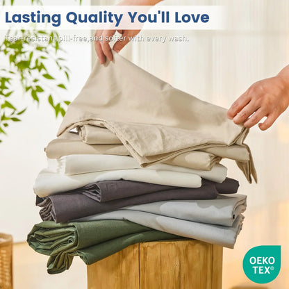100% French Pure Linen Sheet(1 Piece), Breathable, Soft and Durable Pure Linen Sheet, Anti-Tear Linen Bed Sheets for All Seasons