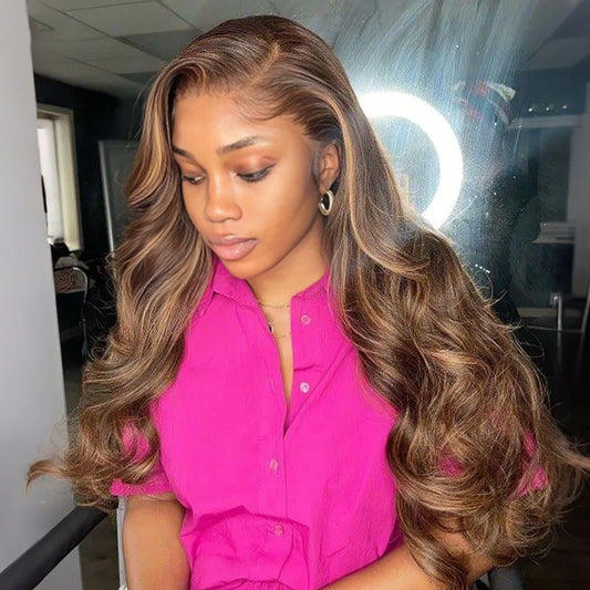Body Wave Highlight Wigs Human Hair 13x6