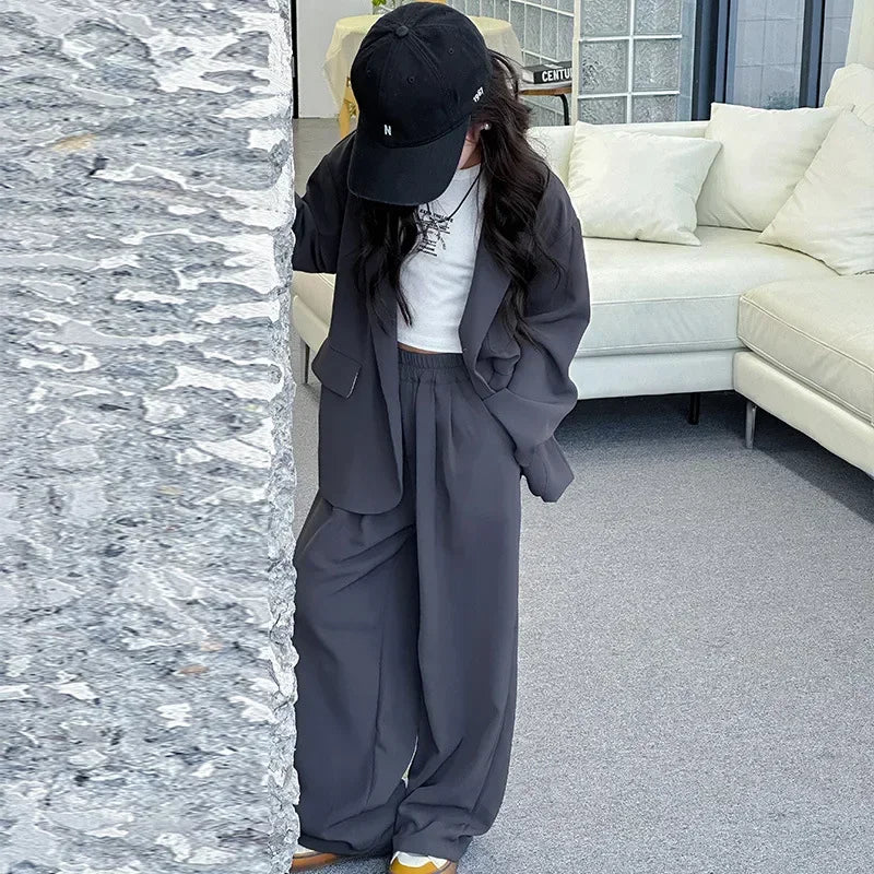 Teen Girls Suit Set Fashion Loose Blazer