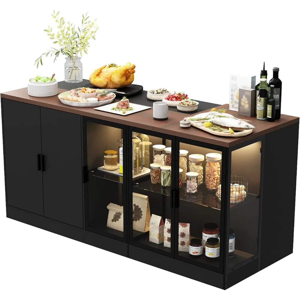 77.6" W Large Kitchen Island with Storage