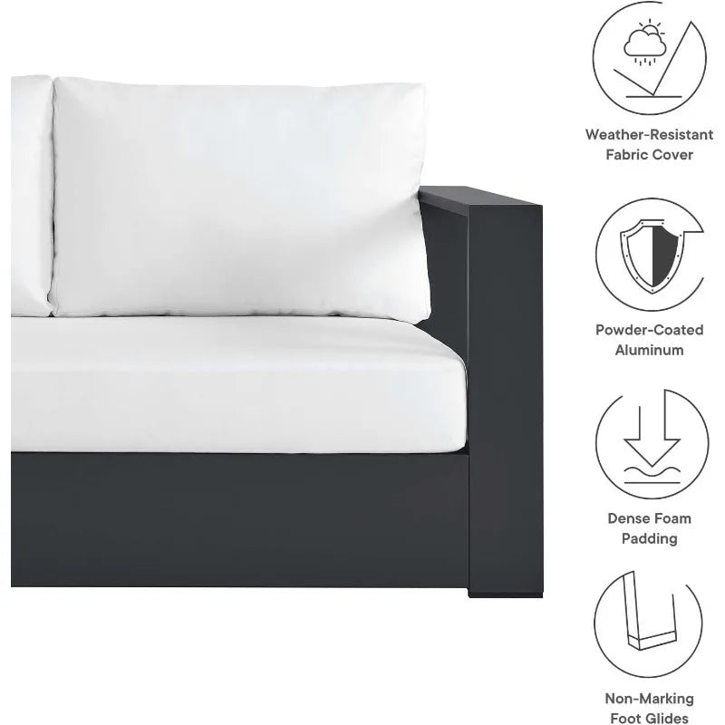 Aluminum 3-Piece Outdoor Patio Furniture Gray White,