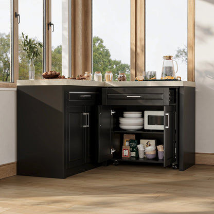 Modern 4-door pantry cabinet with 2 drawers