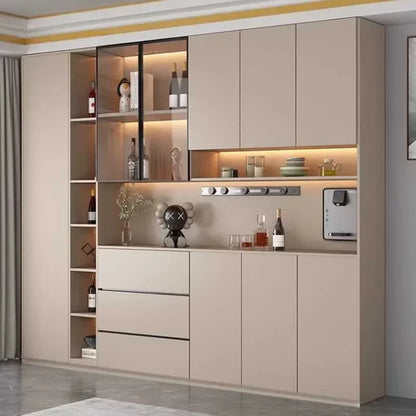 Large Modern Kitchen CabinetHutch Storage Sideboards Freestanding Kitchen Pantry with Glass Doors and Drawers