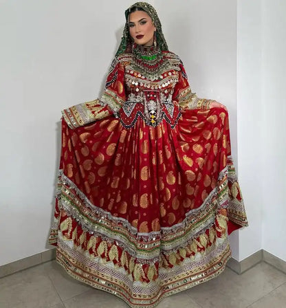 2026 New Designs Afghani Dresses for Women's Frock Sets Breathable Multicolor Long Length Custom Sizes Wedding Party Wear Adults