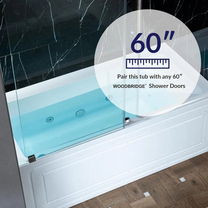 60x30 Inch Alcove Whirlpool Tub, Heated Jetted