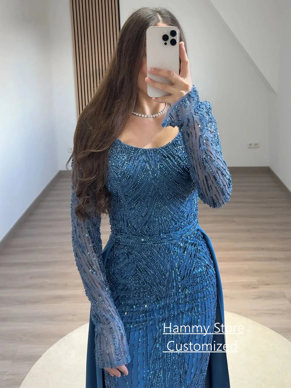 Prom Dress with Detachable Train Customized Scoop