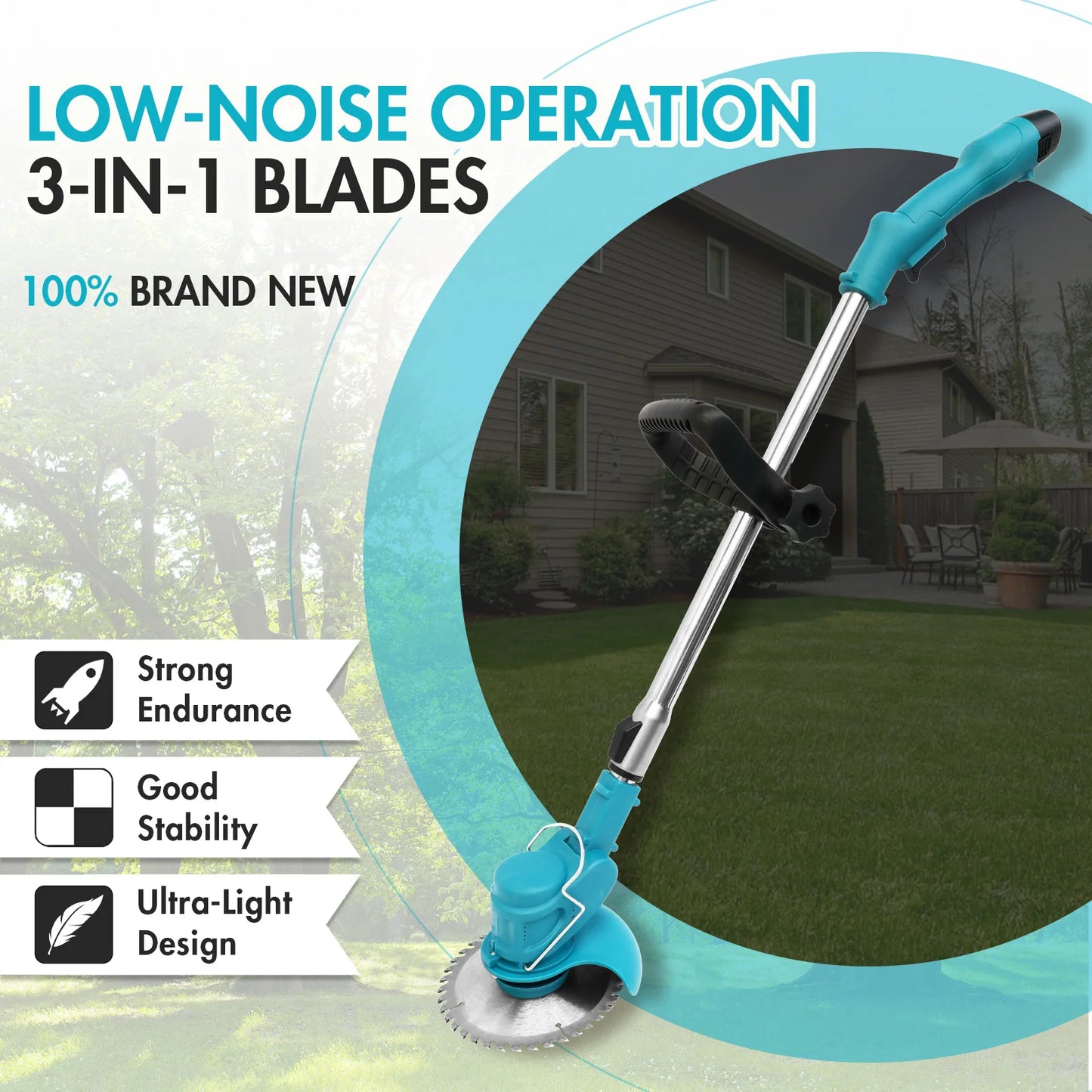 Cordless Lawn Mower Electric Grass Trimmer 12V