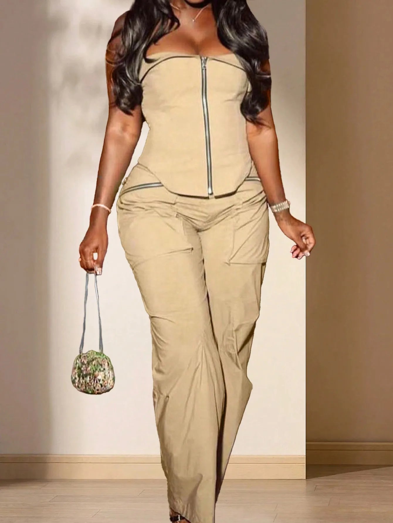 2-Piece Casual Bohemian Muse Shirt Wide  Pants