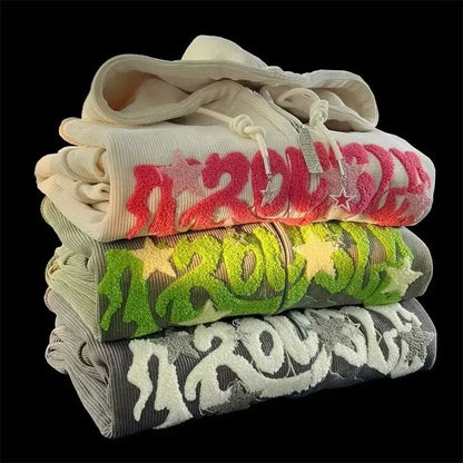 Corduroy Embroidery Loose Hoodies Women Autumn Long