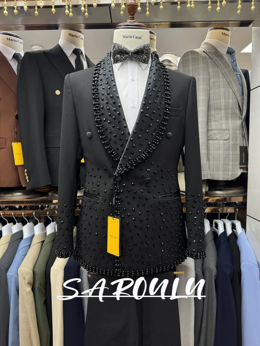 Black Beaded Tuxedo For Man, Decent 2-pieces