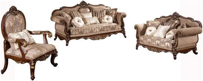 3-Piece Traditional Living Room Sofa Set, Cherry