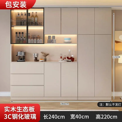 Large Modern Kitchen CabinetHutch Storage Sideboards Freestanding Kitchen Pantry with Glass Doors and Drawers