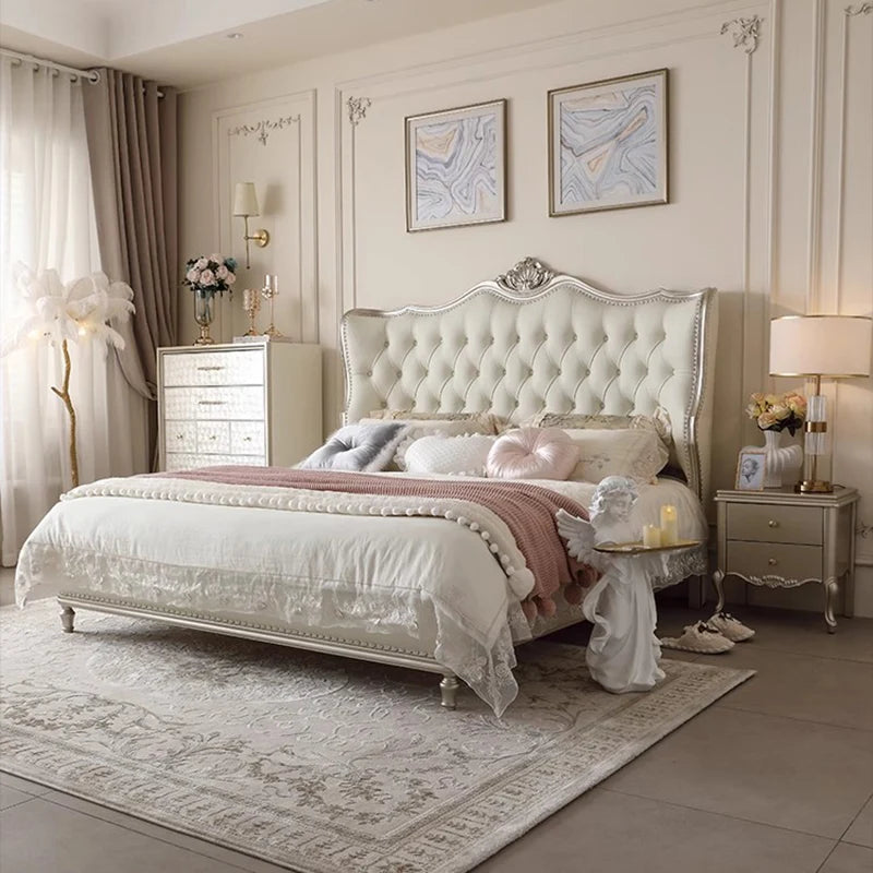 Double Modern Beds Wooden Floor Space