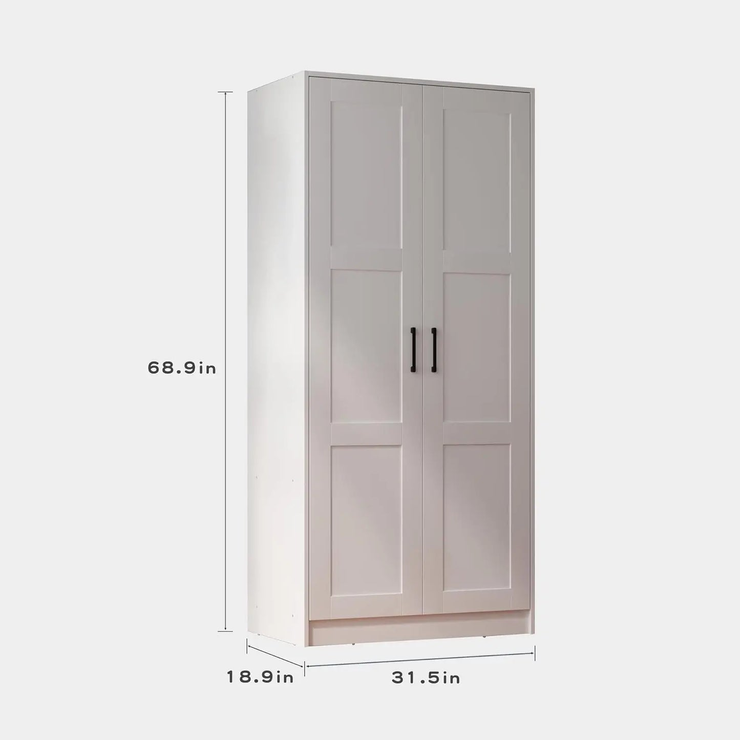 Wood White Wardrobe Closet with 2 Doors