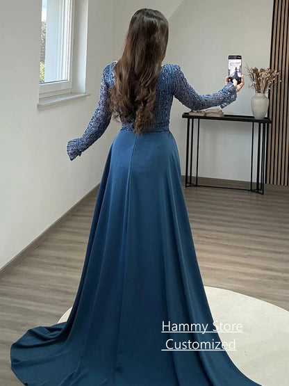 Prom Dress with Detachable Train Customized Scoop