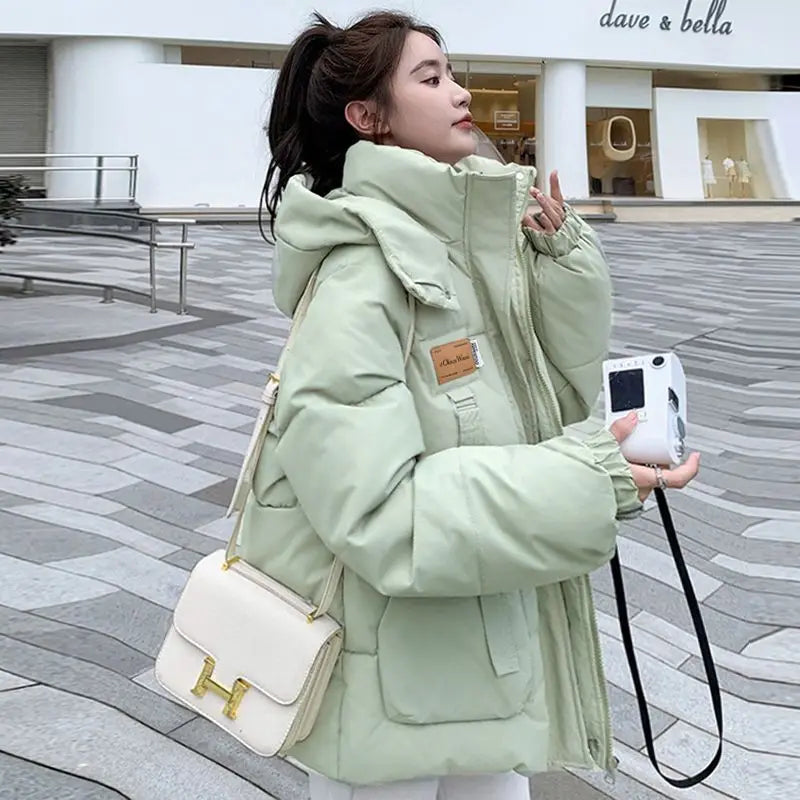 Cotton Clothing Women's 2025 Bread Clothing Short Cotton Clothing Autumn Winter Jacket Thickened Hooded Light and Warm